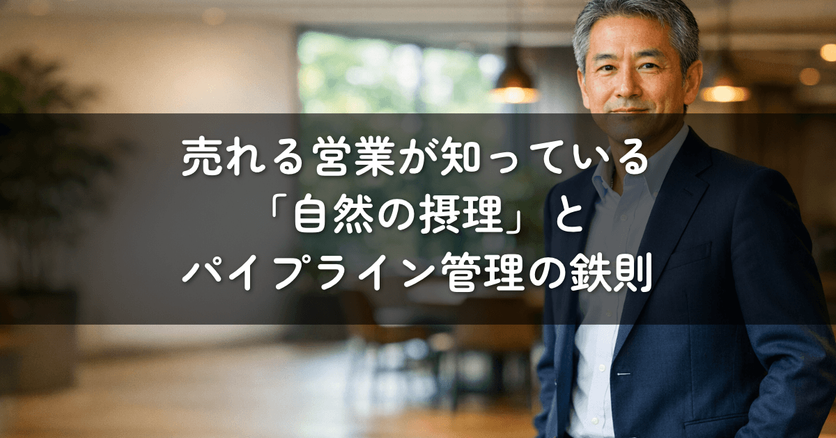売れる営業が知っている「自然の摂理」とパイプライン管理の鉄則